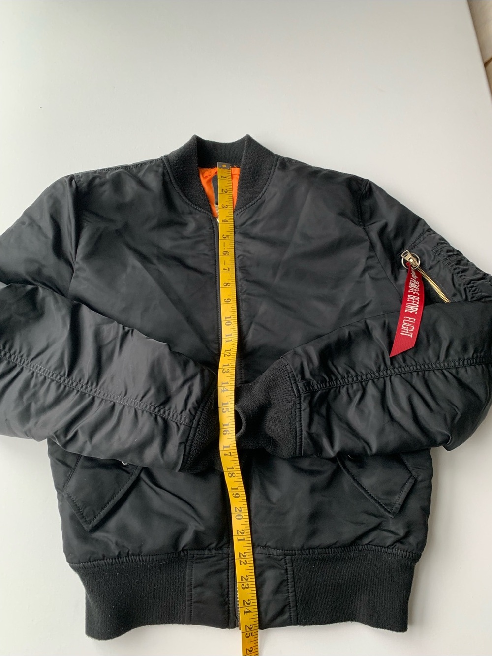 Alpha Industries Black Bomber Jacket with Orange Lining size Small - Picture 10 of 11